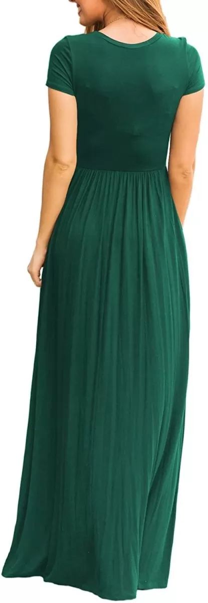 Maxi Long Dress Short Sleeve with Pockets