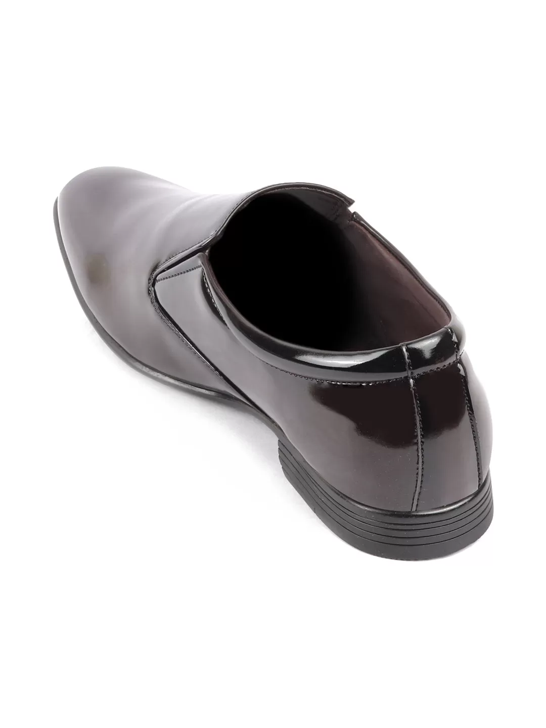 Men Brown Patent Leather Party Formal Office Slip On Shoes