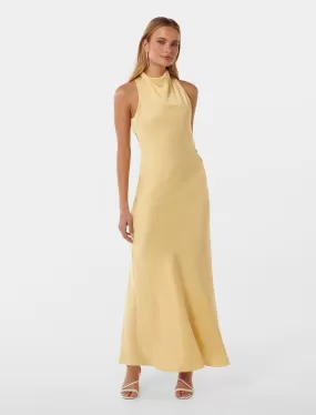 Michelle Open Back Satin Maxi Dress