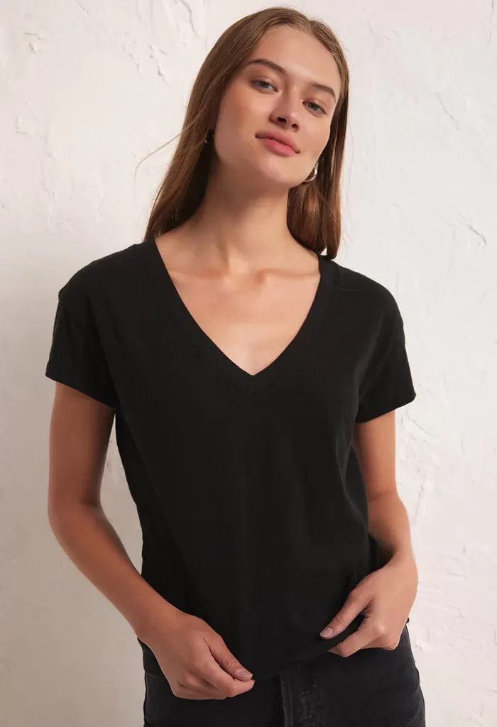 Modern V-Neck Tee-Black