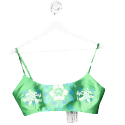 Nasty Gal Green Floral Print Micro Cami Top UK 10