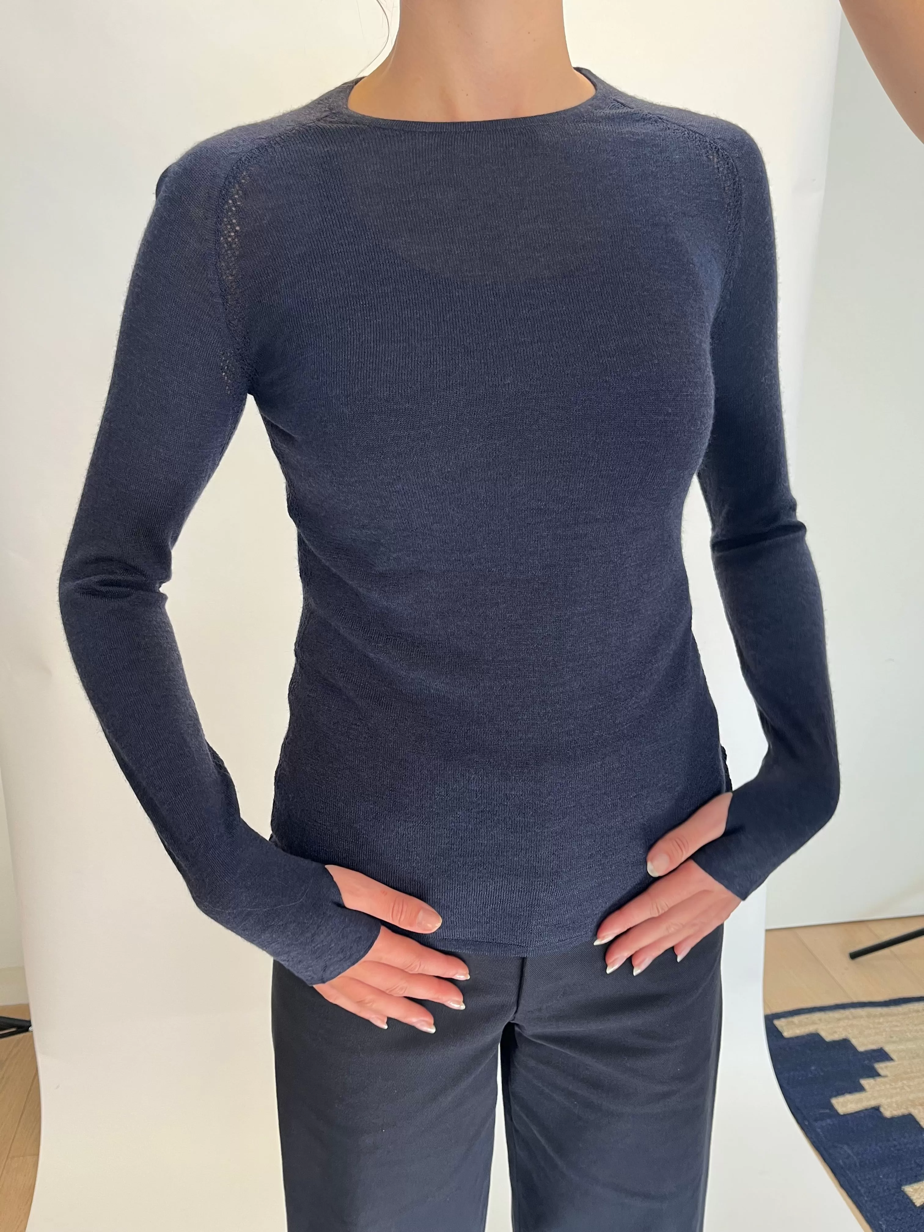 Navy Merino Active Training Long-Sleeve TOP