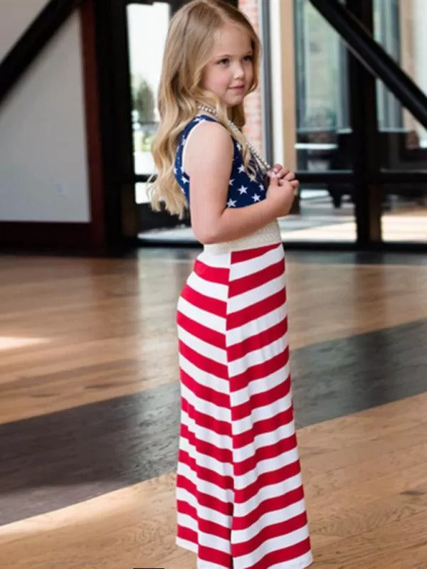 Patriot Sleeveless Girls Maxi Dress