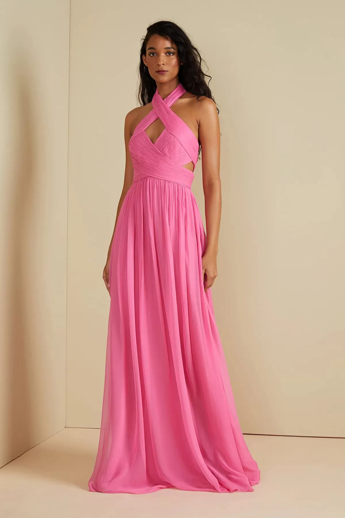 Paula Criss Cross Halter Gown