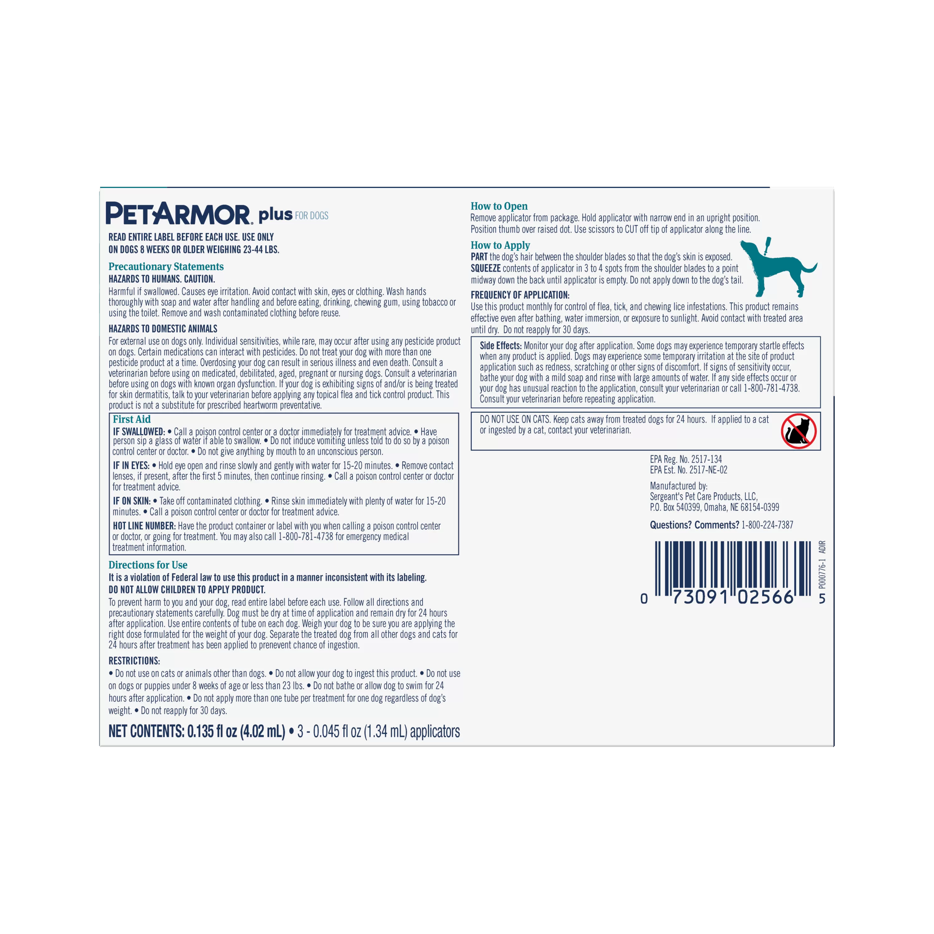 PetArmor Plus Flea & Tick Topical Dog 23-44LB 3CT