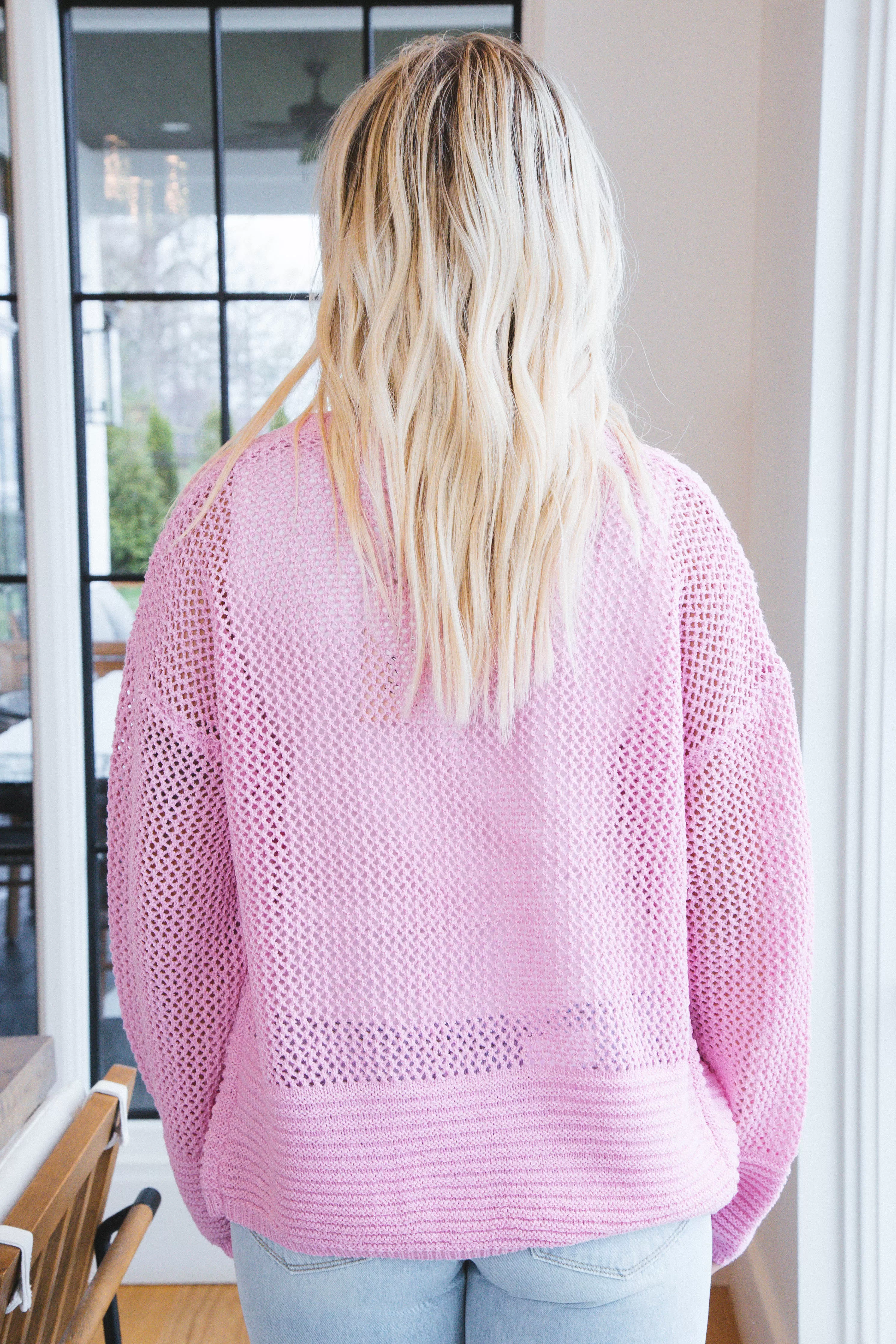 Peyton Open Knit Cardigan, Pink