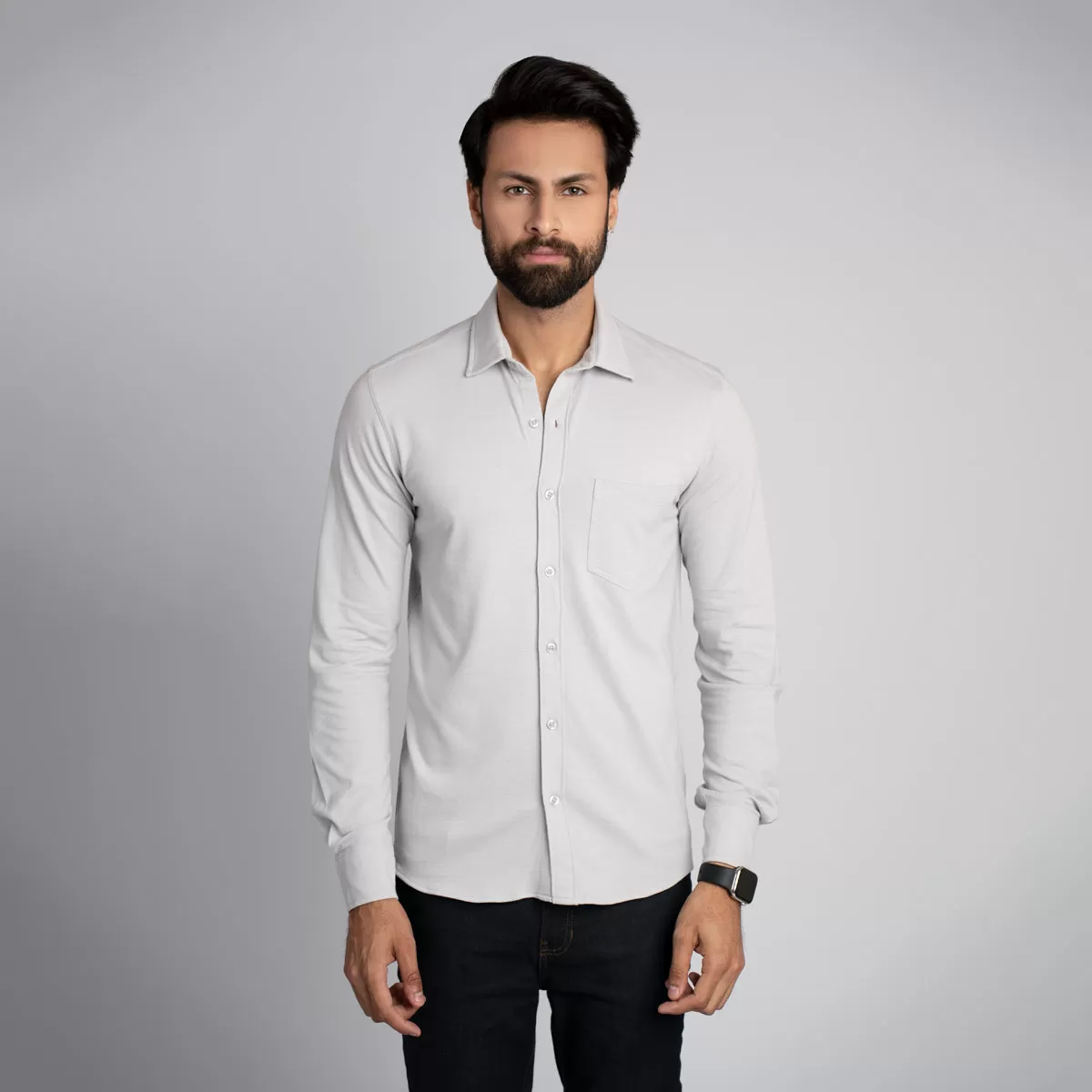 Pique Fabric Button Down Shirt - HSSM1230015