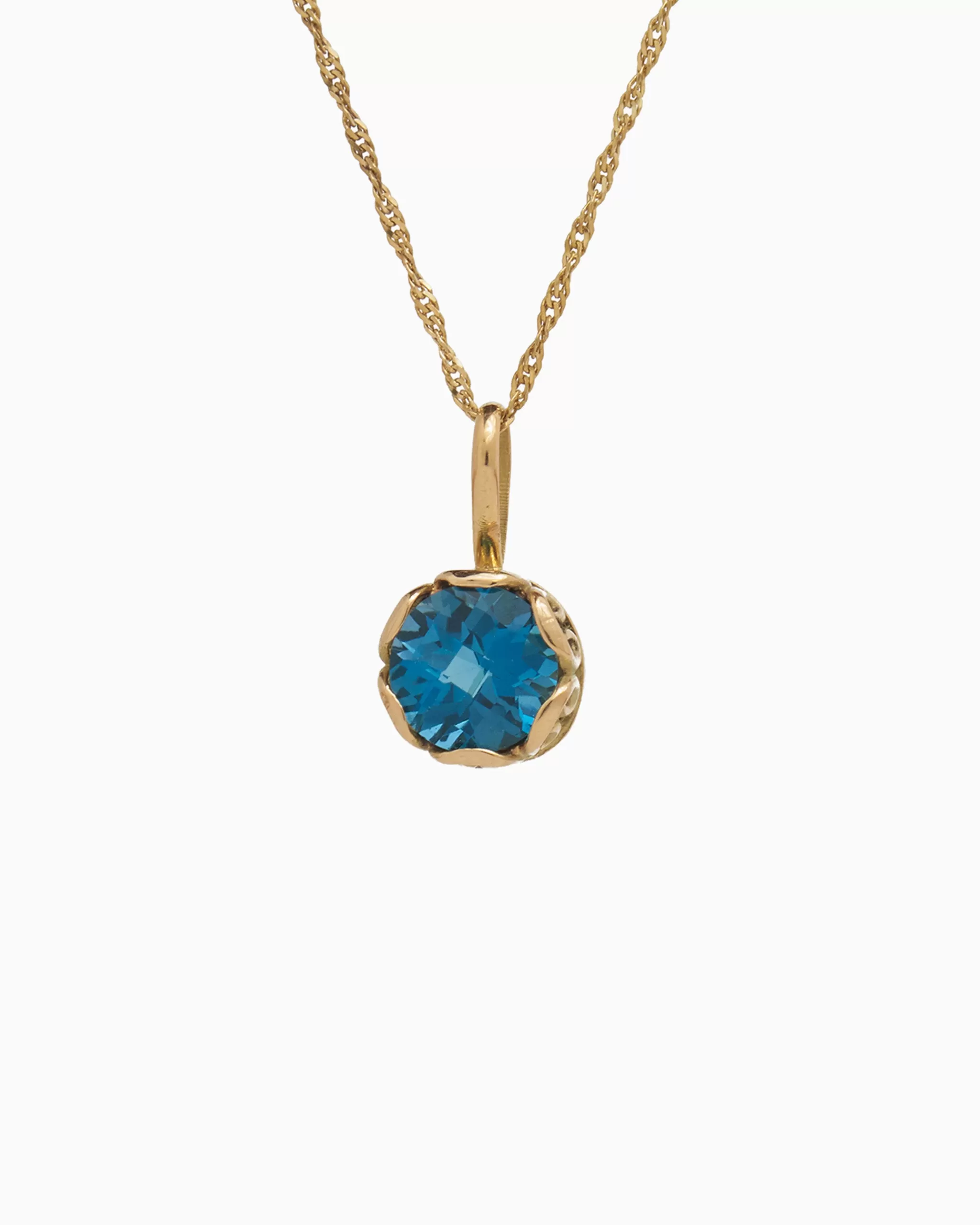 Princess Petroglyph Stone Pendant - London Blue Topaz