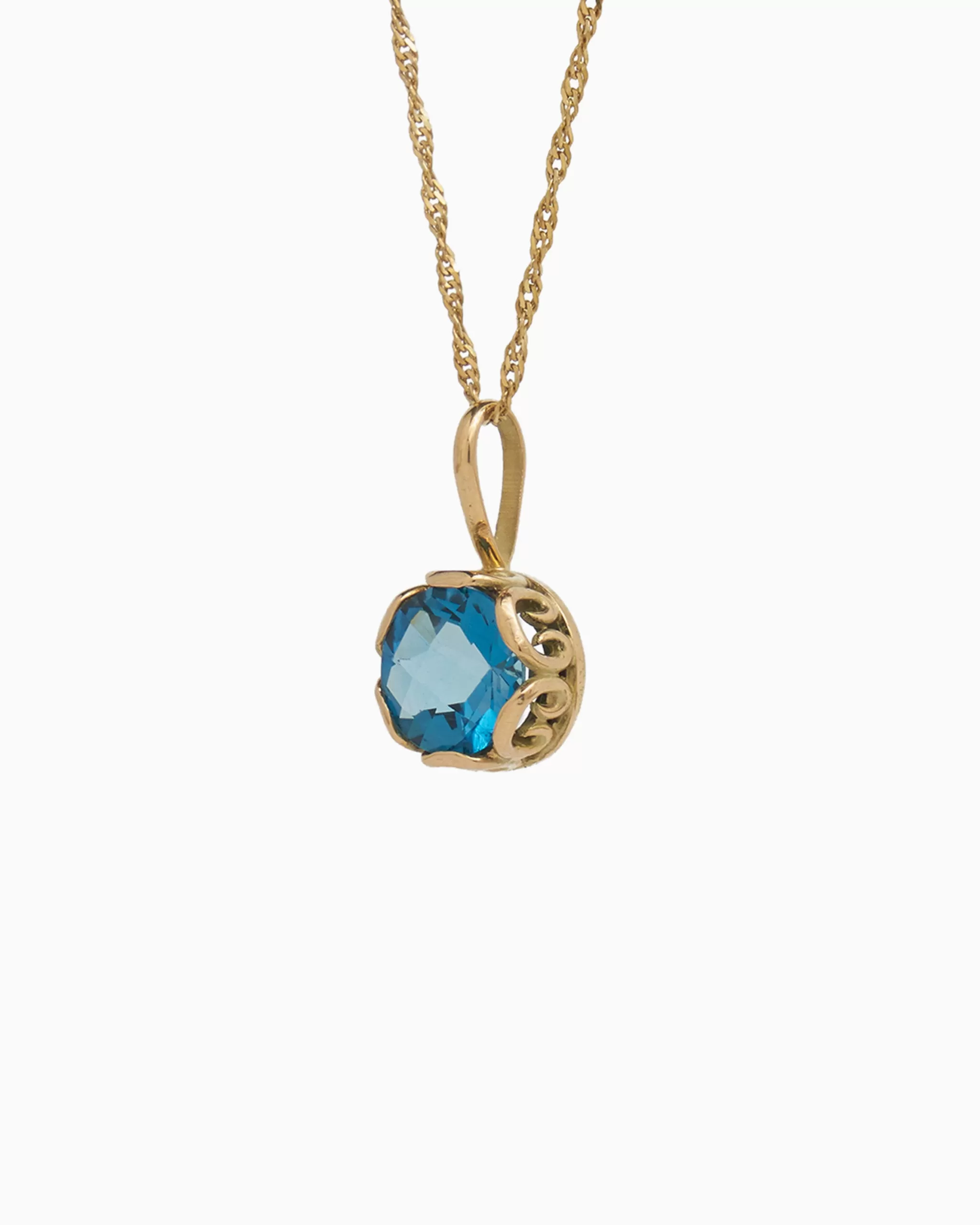 Princess Petroglyph Stone Pendant - London Blue Topaz