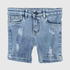 Ripped Light Blue Jean Shorts