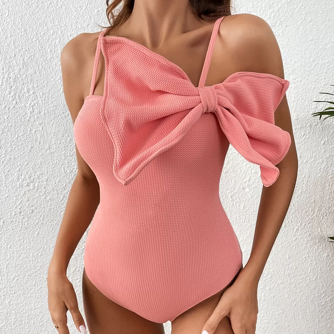 Rosa Big Bow Chic One Piece Badeanzug 