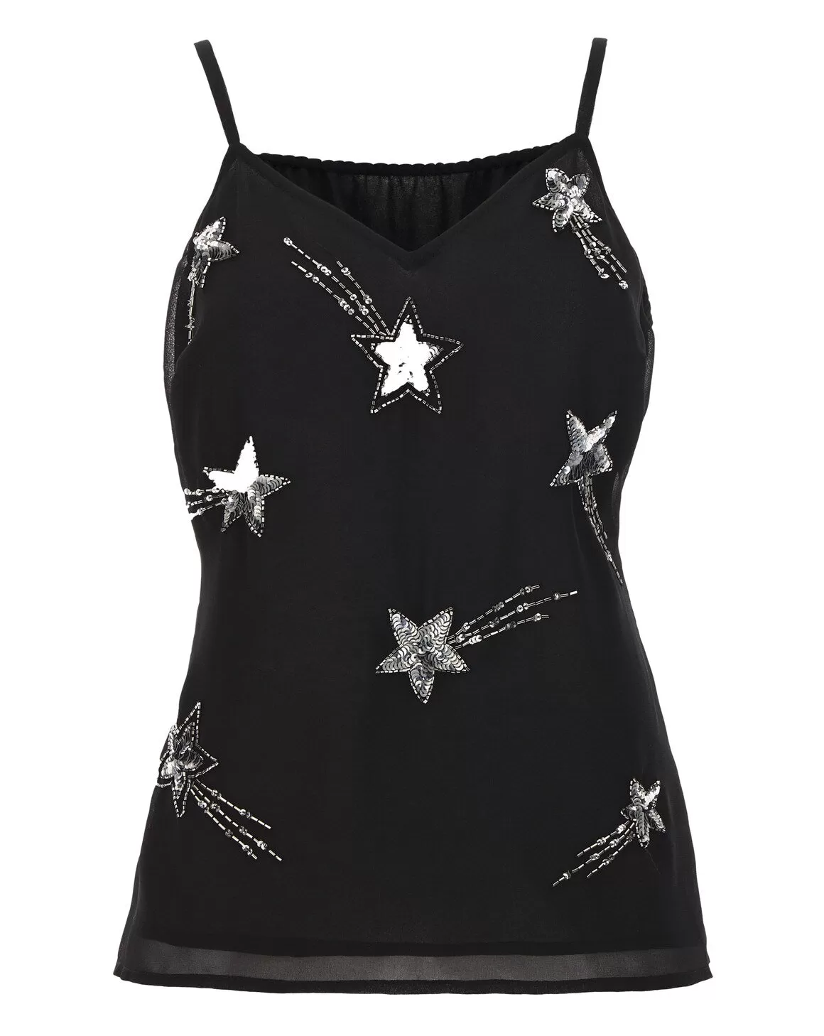 SimplyBe Black Star Sequin & Bead Hand Embellished Cami BNWT UK 20