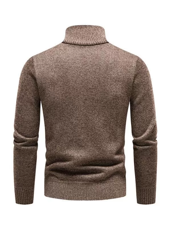 Stand-Up Collar Patchwork Zipper Men Turtleneck Sweater