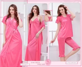 Stylish n Fancy Indian Bridal 4Pc Gown Nighty Set For Women