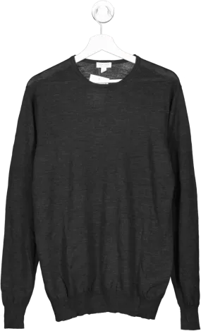 sunspel Black Extra‑fine Merino Crew Neck UK M