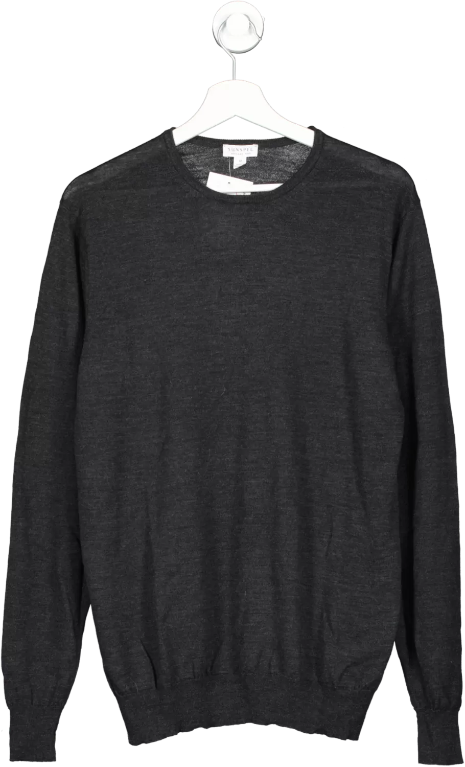 sunspel Black Extra‑fine Merino Crew Neck UK M