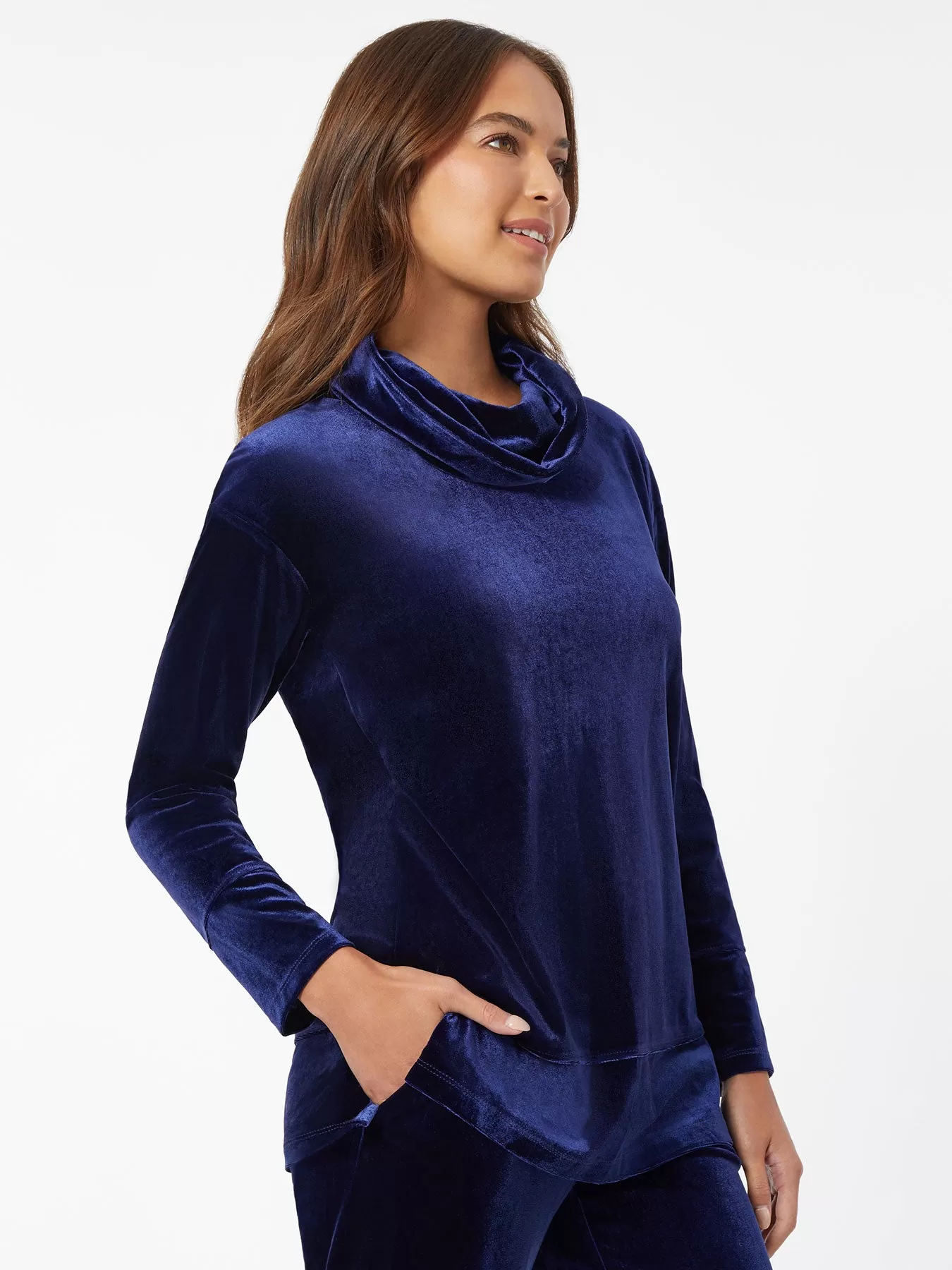 Velour Cowl Neck Tunic