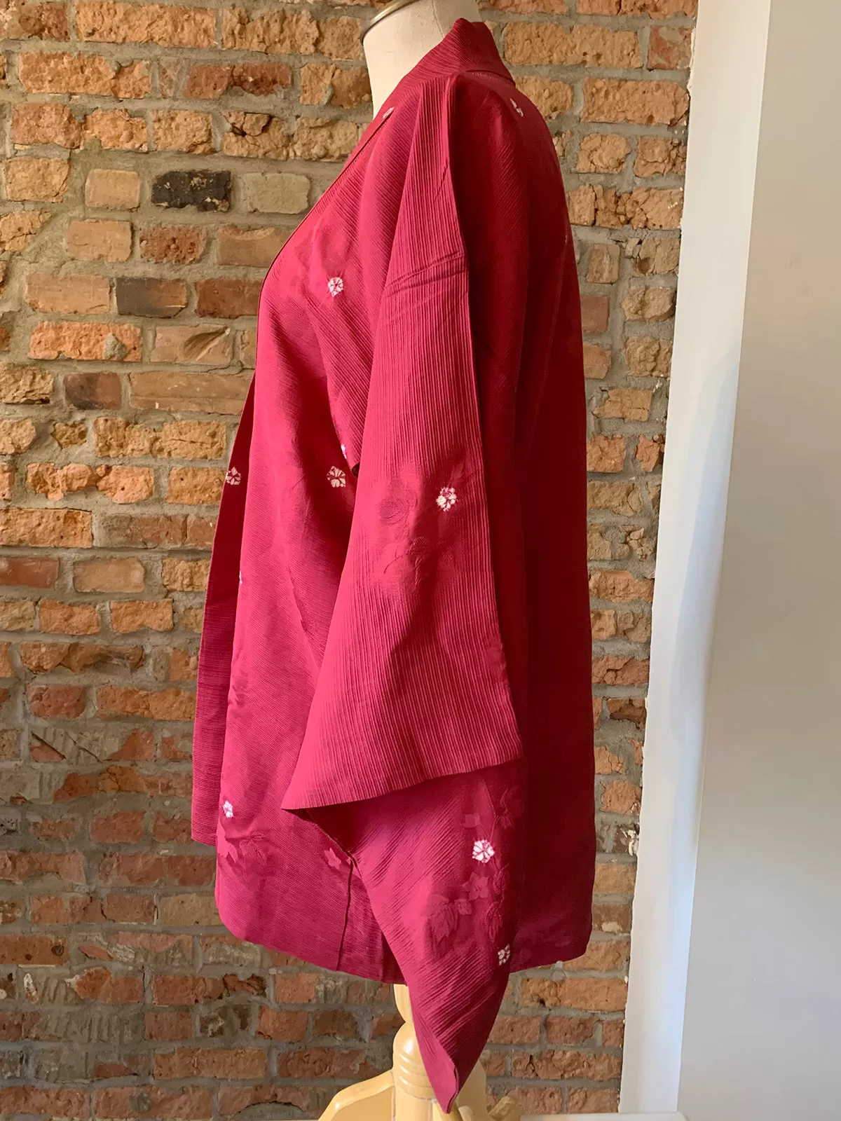 Vintage Haori/Kimono Fuchsia leaves 1970s