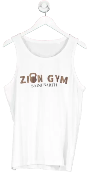 White Zion Gym Logo Tank Top UK L