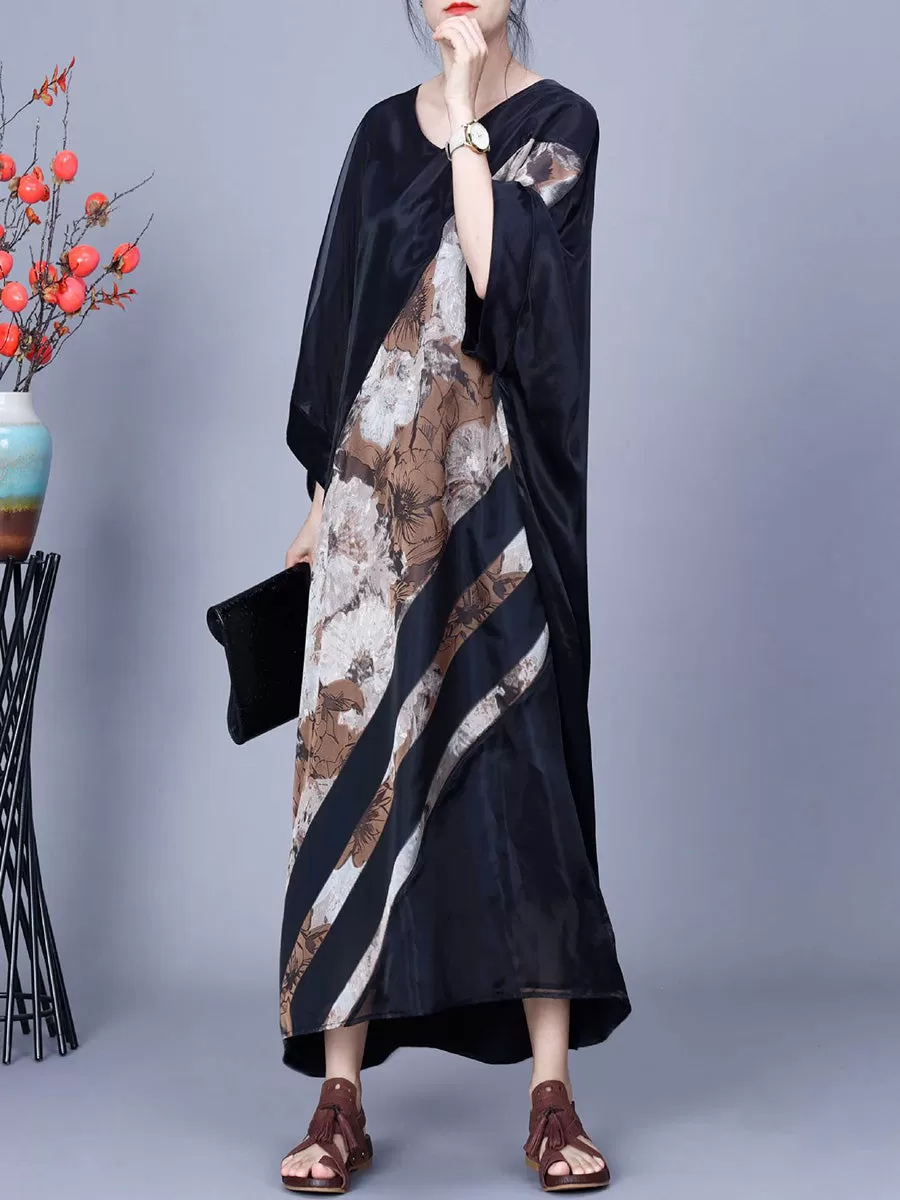 Women Artsy Flower Irregular Spliced Summer Maxi Dress CO1045